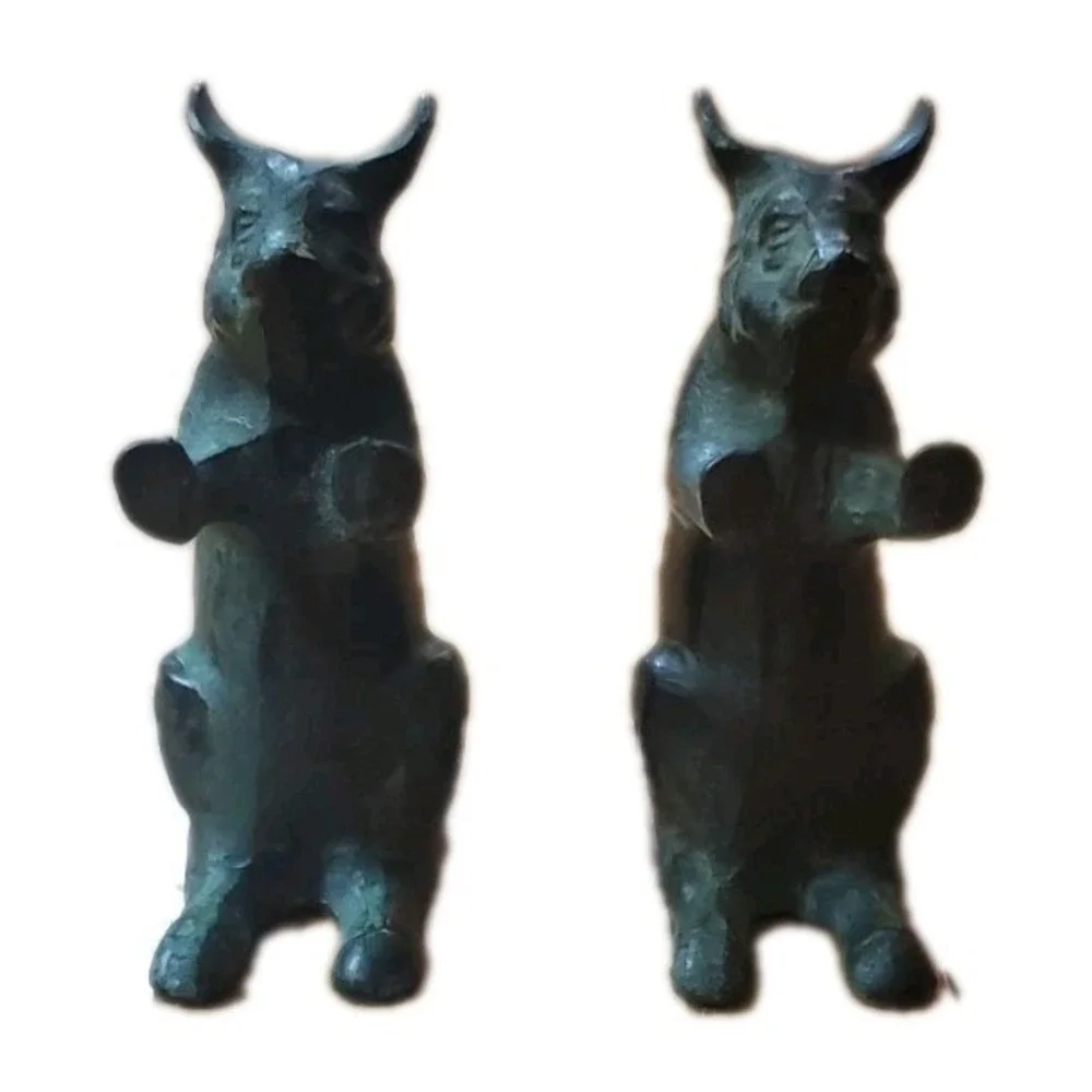 San Pacific Int'l SPI Vintage Pig Bookends Iron Pair Hogs Boars Door Stops *flaw